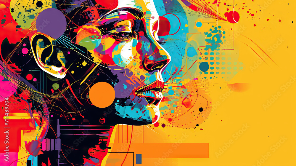 Obraz premium Surreal Mind: A Vector Background with a Surreal Representation of a Human Head, Blending Realistic Features with Abstract Elements, Ideal for Thought-Provoking Art