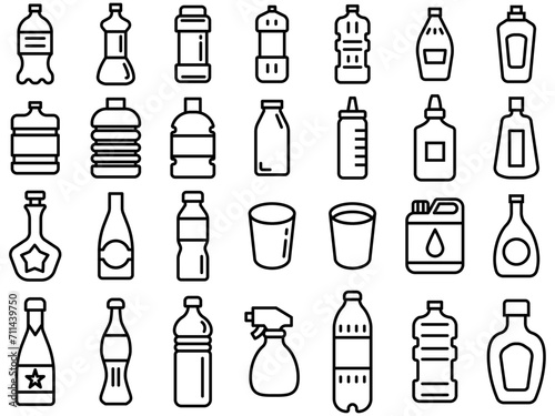 Simple bottle and cup vector icon collection