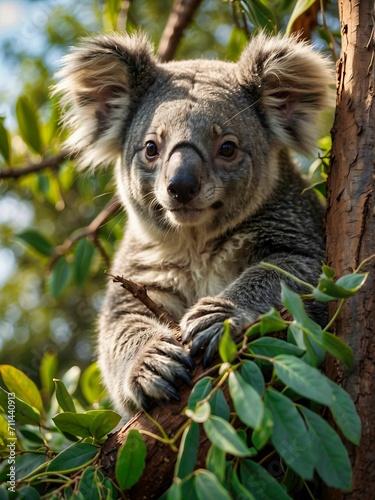 Leafy Haven  Koala Clinging to a Branch