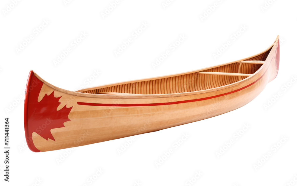Canadian Maple Wood Canoe Adventure on White or PNG Transparent Background