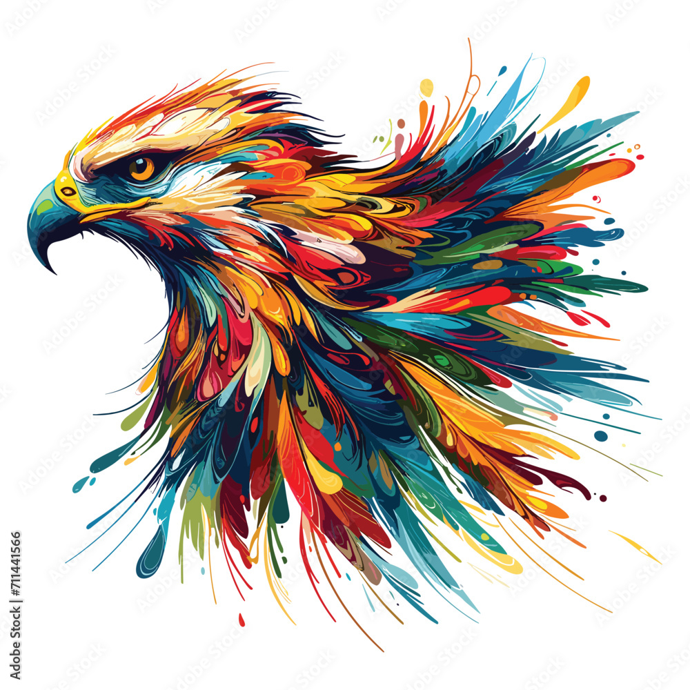 Obraz premium Vector Abstract Hawk/Eagle multicolored paints colored drawing illustration 