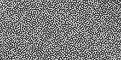 Turing reaction diffusion monochrome seamless pattern with chaotic motion .Linear design with biological shapes. Organic lines in memphis. abstract turing organic wallpaper background .