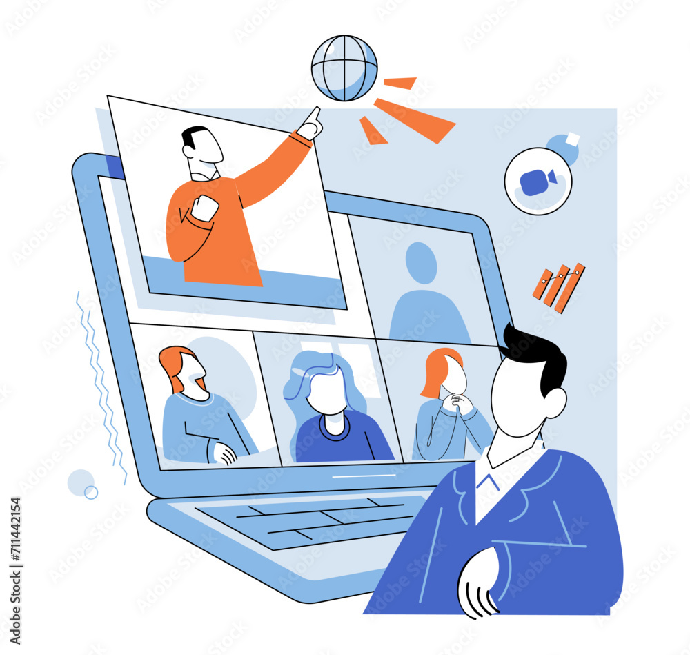 Online education vector illustration. The virtual classroom creates ...