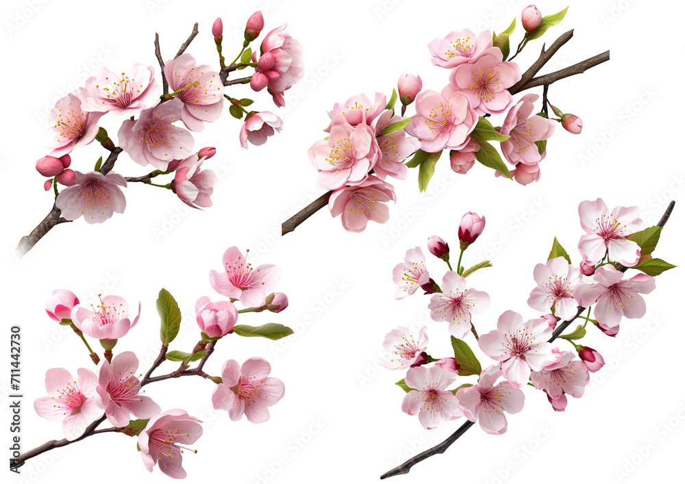 Sakura Branch with Flower Buds PNG