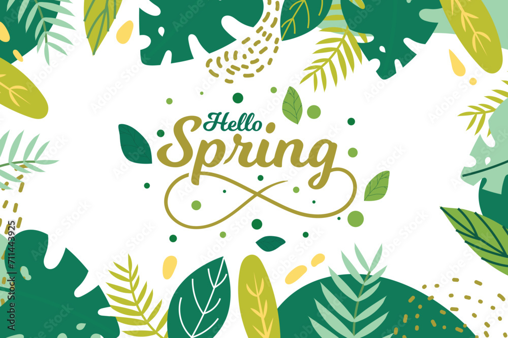 Hand Drawn Spring Leaves Background.
Hand Drawn Spring Leaves Background.