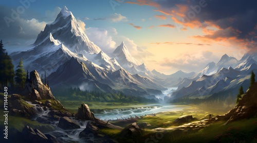 natural cool color mountain landscape background