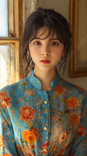 japanese girl, very detailed, close up, sharp skin, kodak camera - generative ai