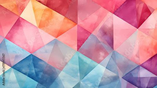 Geometric shapes watercolor abstract background