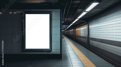 Poster mockup on the wall in the subway
