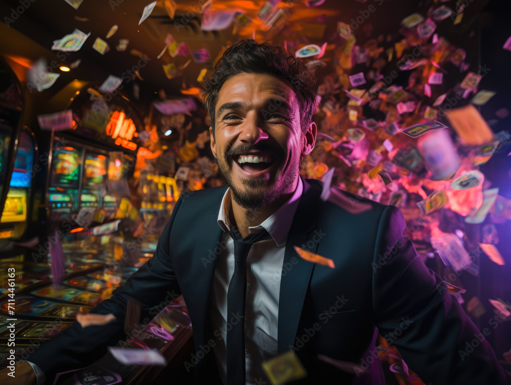 Obraz premium Winning Moment: The ecstasy of winning at the Casino.