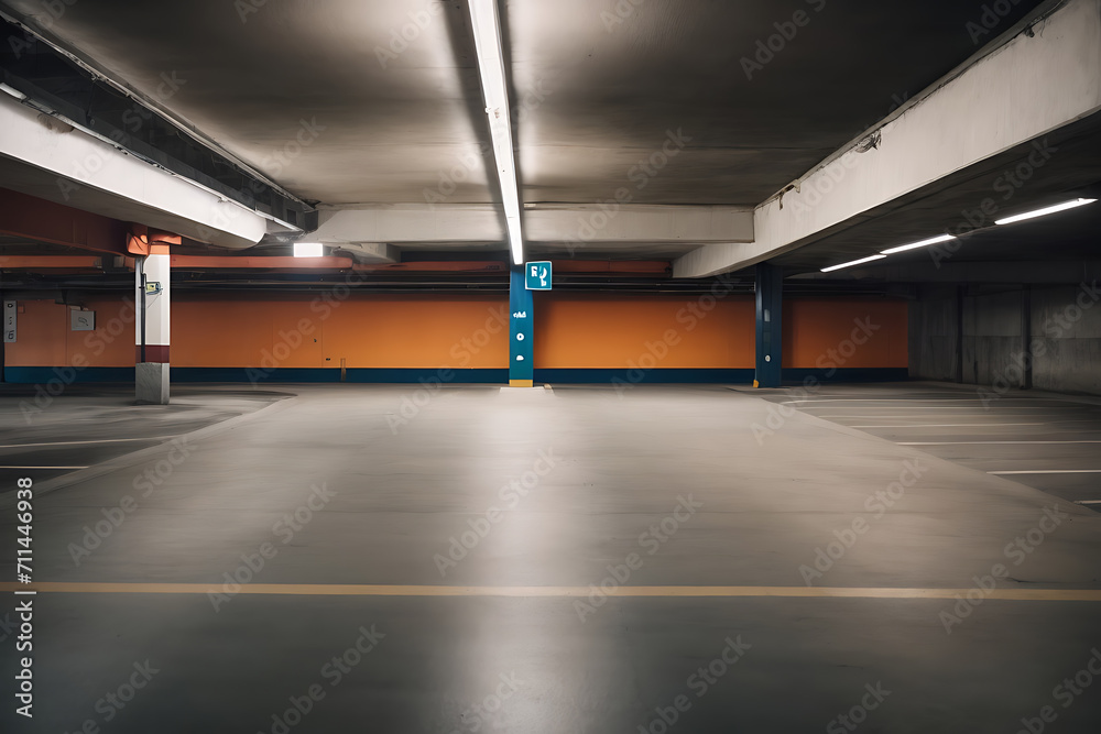 Empty Parking Garage With No One Inside. Generative AI.