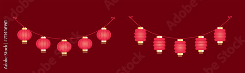 Chinese Lantern Hanging Garland Set, Chinese New Year, Lunar New Year and Mid-Autumn Festival Decoration Graphic photo