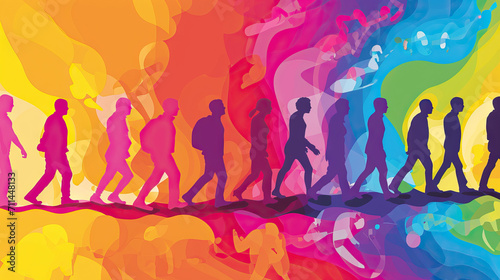 Human Growth: A Vector Background with Human Figures Growing and Evolving, Symbolizing Personal and Professional Development