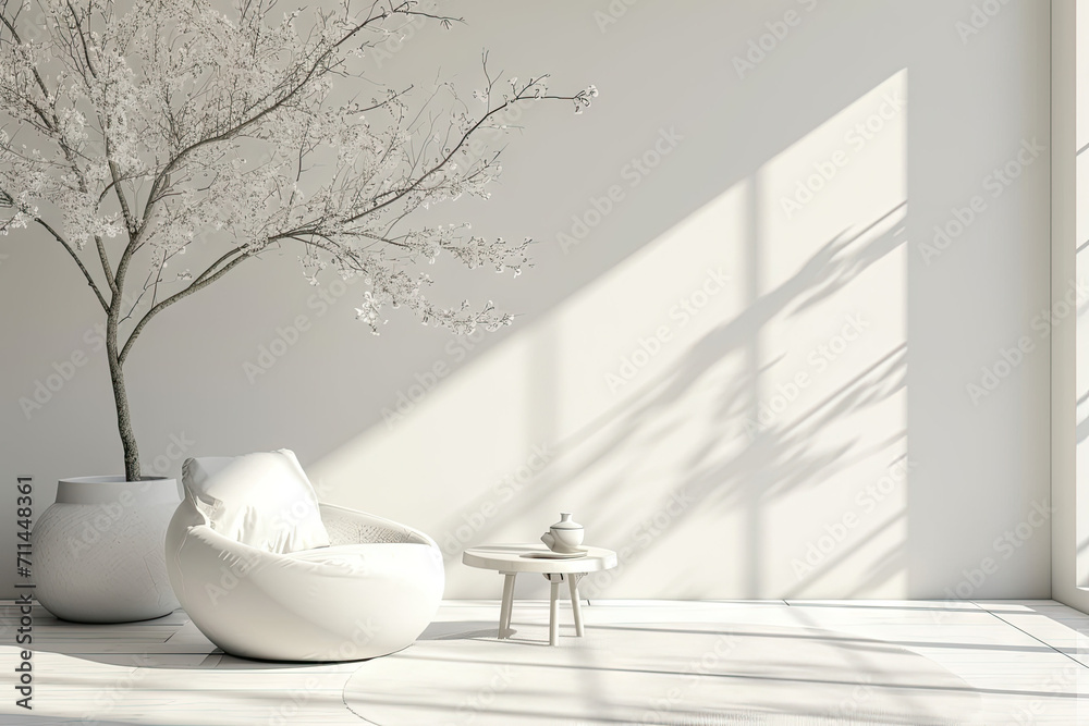 Serene Monochrome Room, spring art