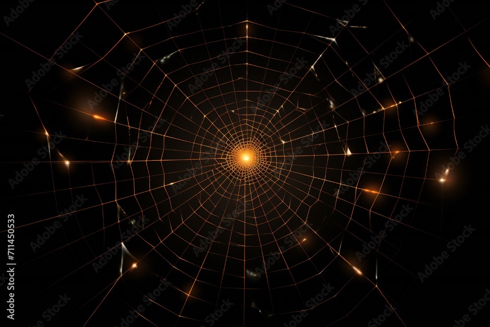 Abstract spider web like digital glass frame with glow, on black background, empty copy space Generative Ai Abstract spider web like digital glass frame with glow, on black background, empty copy space Generative Ai