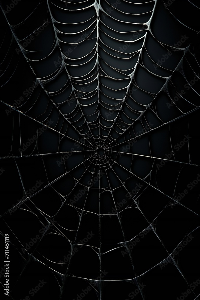 Obraz premium Abstract spider web like digital glass frame with glow, on black background, empty copy space Generative Ai