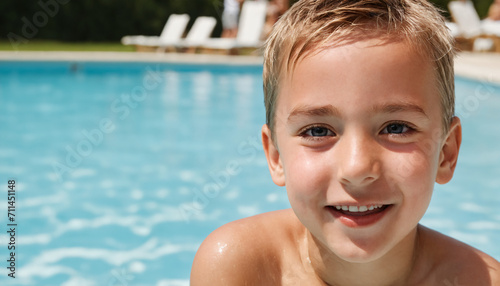 portrait of happy child in swimming pool © Rizka