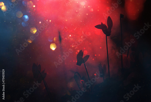 Abstract image of flowers blooming in meadow