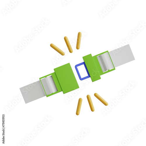 3D Seatbelt Model Securing Passengers for a Smooth Ride. 3d illustration, 3d element, 3d rendering. 3d visualization isolated on a transparent background