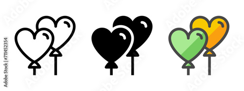 Multipurpose balloons vector icon in outline, glyph, filled outline style. Three icon style variants in one pack.