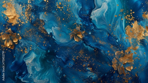 Mesmerizing Navy and Gold Fluid Texture for Creative Design