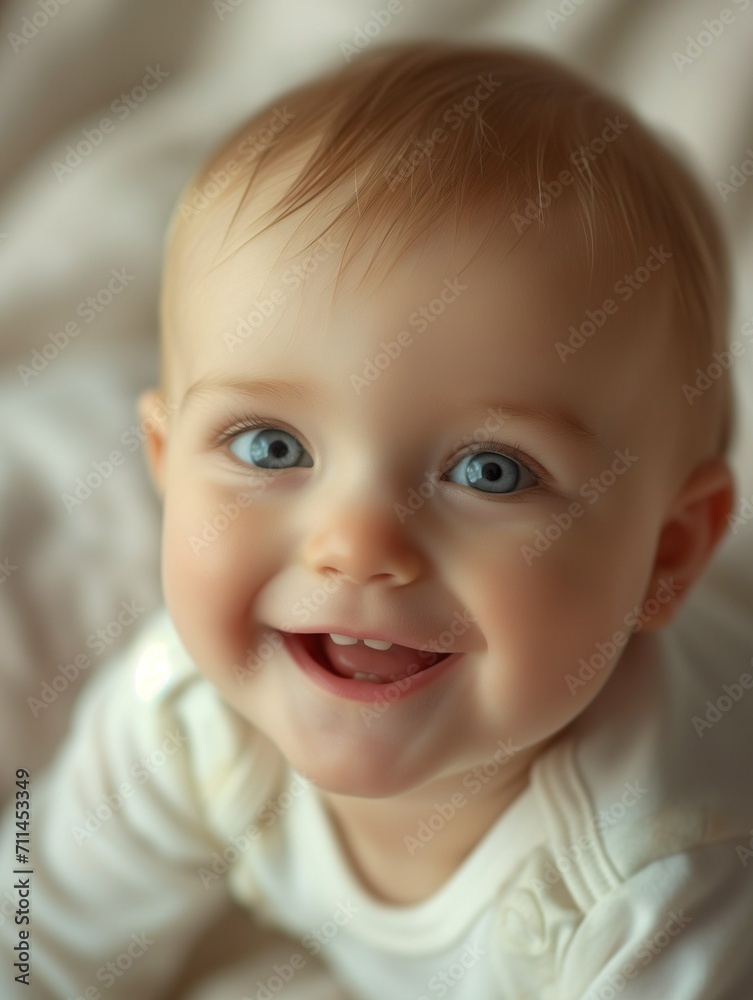 Close-Up of Smiling Baby - Pure Joy and Innocence Captured