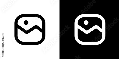 Gallery icon. Black icon. Business icon. Line icon. Icon set.