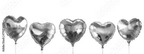 Foil silver heart shaped balloons isolated