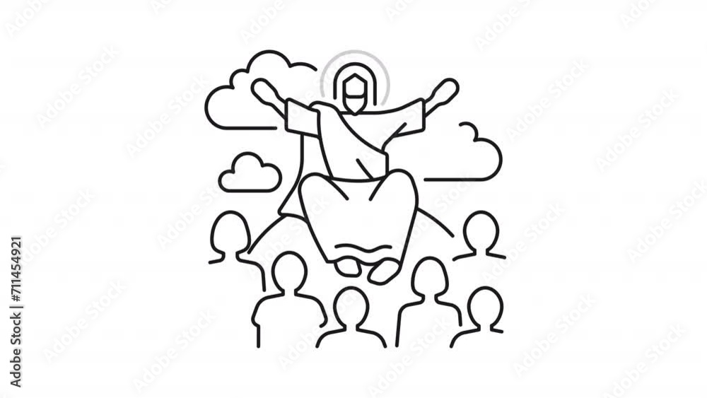 Sermon on mount line animation. Jesus and apostles animated icon. New ...