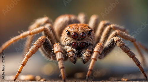 closeup macro lens photo of spider, Ultra High Definition, blurred background.