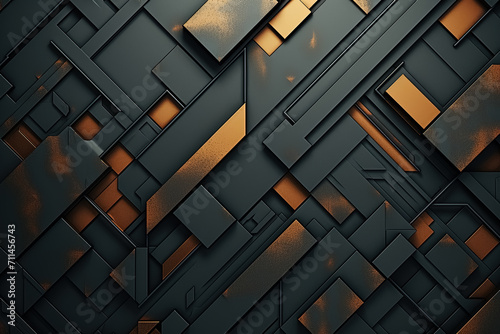 abstract metallic background with golden and black elements. Generative Ai