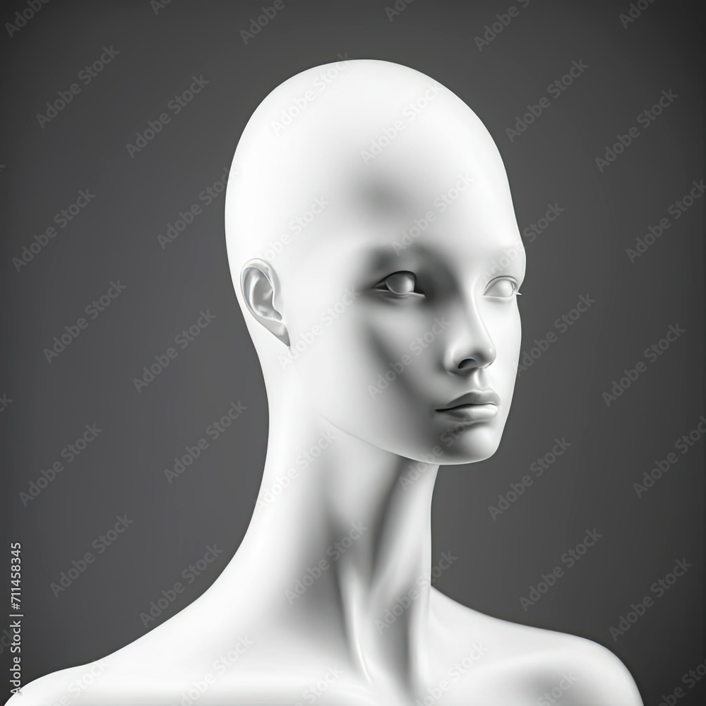 front image of shiny white female mannequin doll with a male mannequin