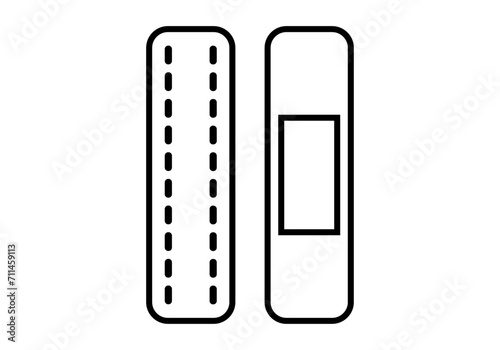 Icono negro de una tirita en fondo blanco.