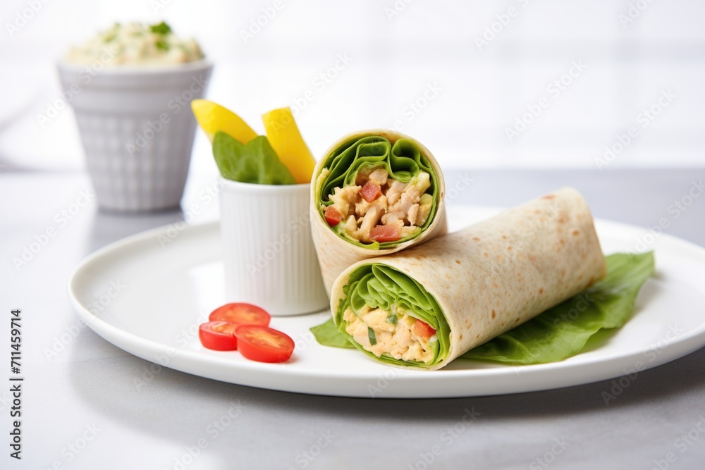 chickpea salad wraps with lettuce and tomato slice chickpea salad wraps with lettuce and tomato slice