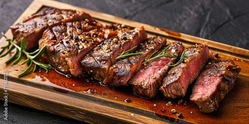 Juicy grilled beef steak with perfect sear marks
