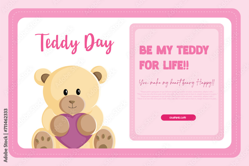 Vector illustration Happy Teddy Day Valentine’s Day Editable Post Banner Template Vector illustration Happy Teddy Day Valentine’s Day Editable Post Banner Template