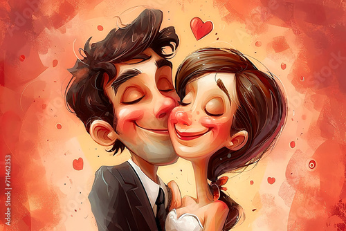 Illustration d'un jeune couple amoureux photo