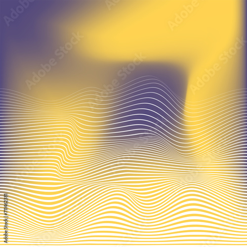 Abstract background vector illustration. Colorful iridescent gradient with lines and waves.