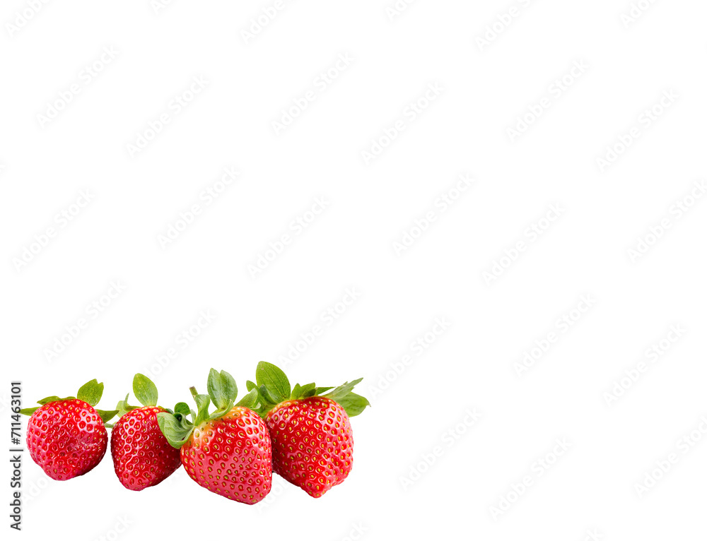 The strawberries with strawberry leaf on white background. The strawberries with strawberry leaf on white background.
