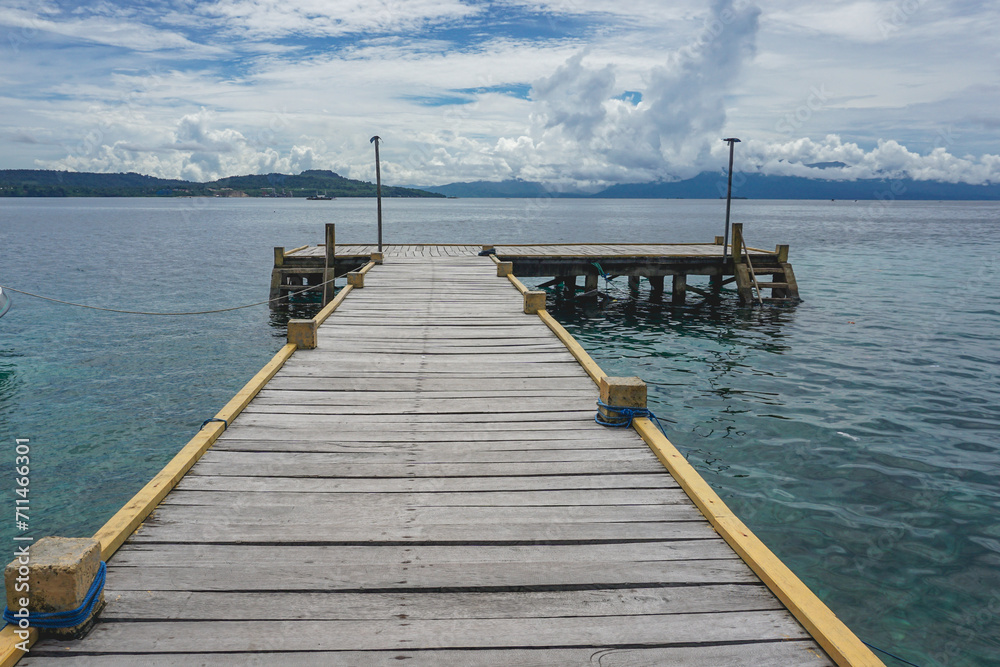 Wooden Bridge in Tulehu, Central Maluku, Indonesia