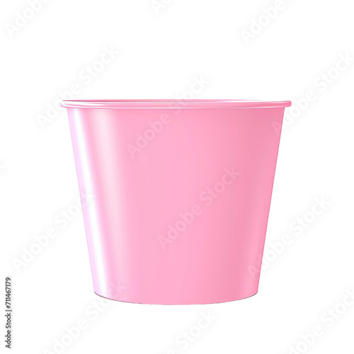 Pink paper bucket isolated on white background