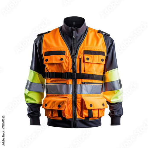 Safety Vest Reflective shirt beware, guard, traffic shirt, safety shirt, rescue, police, security shirt isolated on white background