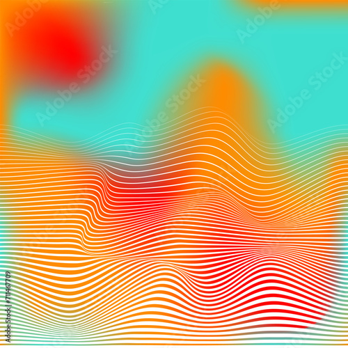 Vector abstract colorful background with lines. Background, colorful iridescent gradient with lines and waves.