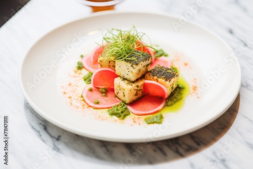 watermelon and halloumi salad with a sprinkle of zaatar