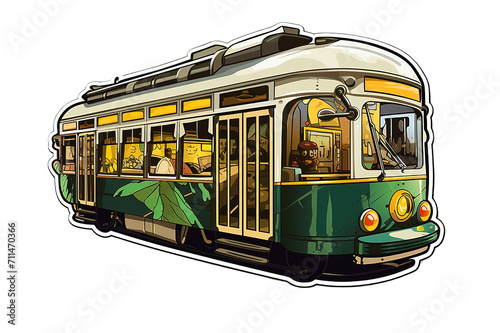 illustration of melbourne city tram isolated on PNG Background. Generative Ai. photo