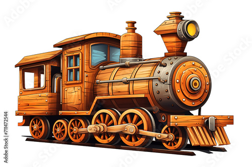 Steam locomotive vintage isolated on PNG Background. Generative Ai.