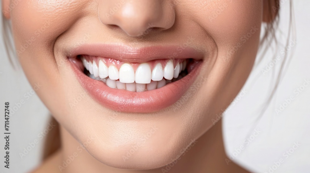 Fototapeta premium Dental care Dentistry concept, female smile after teeth whitening