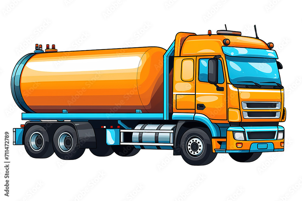 Fuel Tanker Truck isolated on PNG Background. Generative Ai.