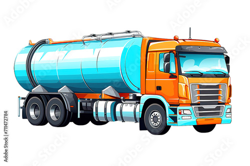 Fuel Tanker Truck isolated on PNG Background. Generative Ai.