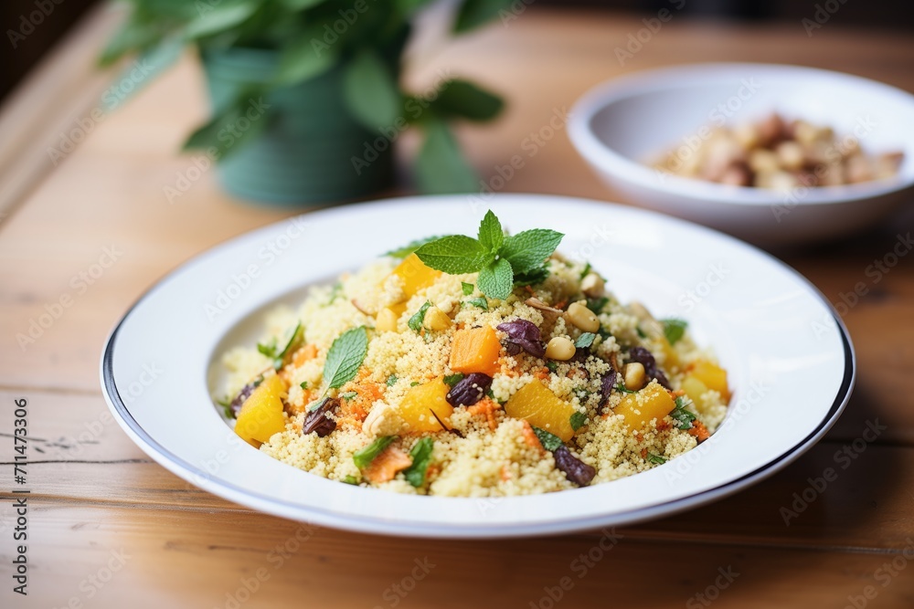 moroccan couscous with chickpeas and raisins